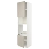 METOD Hi cb f oven/micro w 2 drs/shelves, white/Stensund beige, 60x60x240 cm