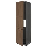 METOD High cab f fridge/freezer w 2 doors, black Enköping/brown walnut effect, 60x60x220 cm
