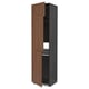 METOD High cab f fridge/freezer w 3 doors, black Enköping/brown walnut effect, 60x60x240 cm