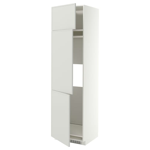 METOD High cab f fridge/freezer w 3 doors, white/Aspudden light grey, 60x60x220 cm