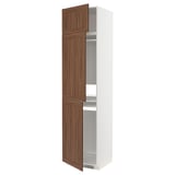 METOD High cab f fridge/freezer w 3 doors, white Enköping/brown walnut effect, 60x60x240 cm