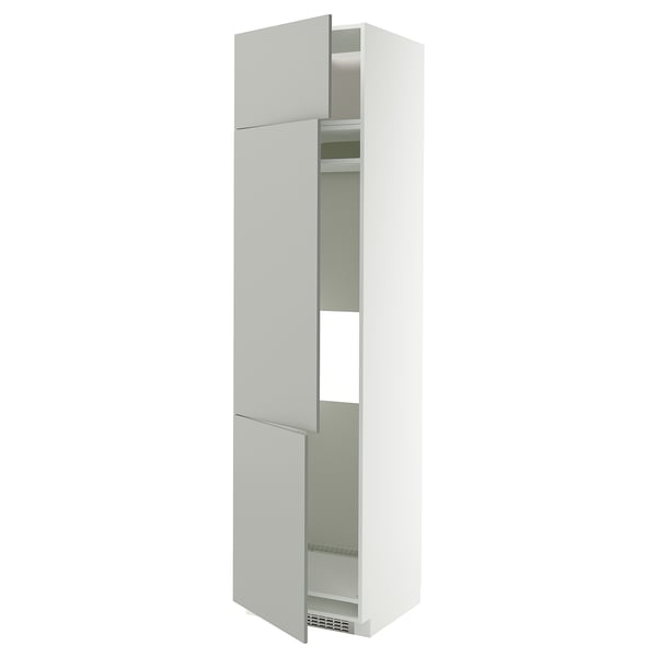 METOD High cab f fridge/freezer w 3 doors, white/Havstorp light grey, 60x60x240 cm