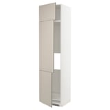 METOD High cab f fridge/freezer w 3 doors, white/Stensund beige, 60x60x240 cm
