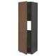 METOD High cab f fridge or freezer w door, black Enköping/brown walnut effect, 60x60x200 cm