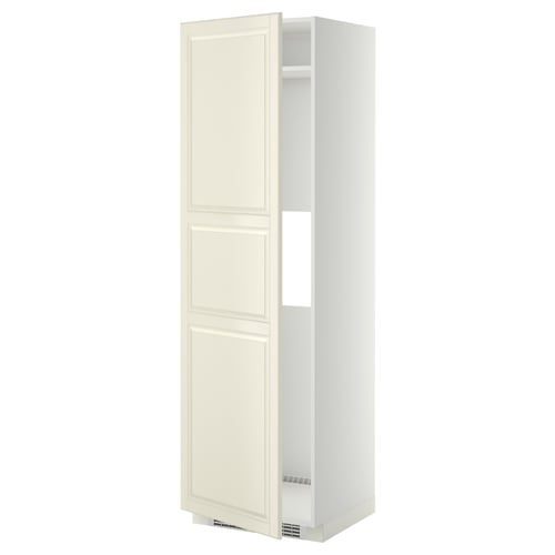 An off-white METOD kitchen cabinet with a classic design and bevelled edges, standing upright.