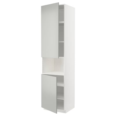 METOD High cab f micro w 2 doors/shelves, white/Havstorp light grey, 60x60x240 cm