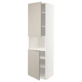 METOD High cab f micro w 2 doors/shelves, white/Stensund beige, 60x60x220 cm