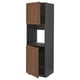 METOD High cab f oven w 2 doors/shelves, black Enköping/brown walnut effect, 60x60x200 cm