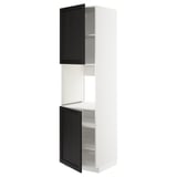 METOD High cab f oven w 2 doors/shelves, white/Lerhyttan black stained, 60x60x220 cm