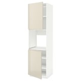 METOD High cab f oven w 2 doors/shelves, white/Voxtorp high-gloss light beige, 60x60x220 cm