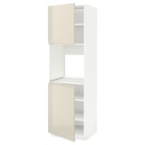 METOD High cab f oven w 2 doors/shelves, white/Voxtorp high-gloss light beige, 60x60x200 cm