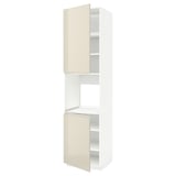 METOD High cab f oven w 2 doors/shelves, white/Voxtorp high-gloss light beige, 60x60x240 cm