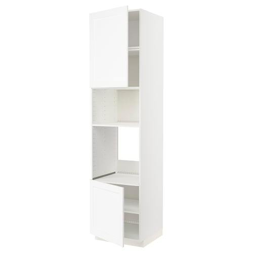 METOD kitchen unit: white, wooden grain, tall, adjustable shelves, sturdy frame.