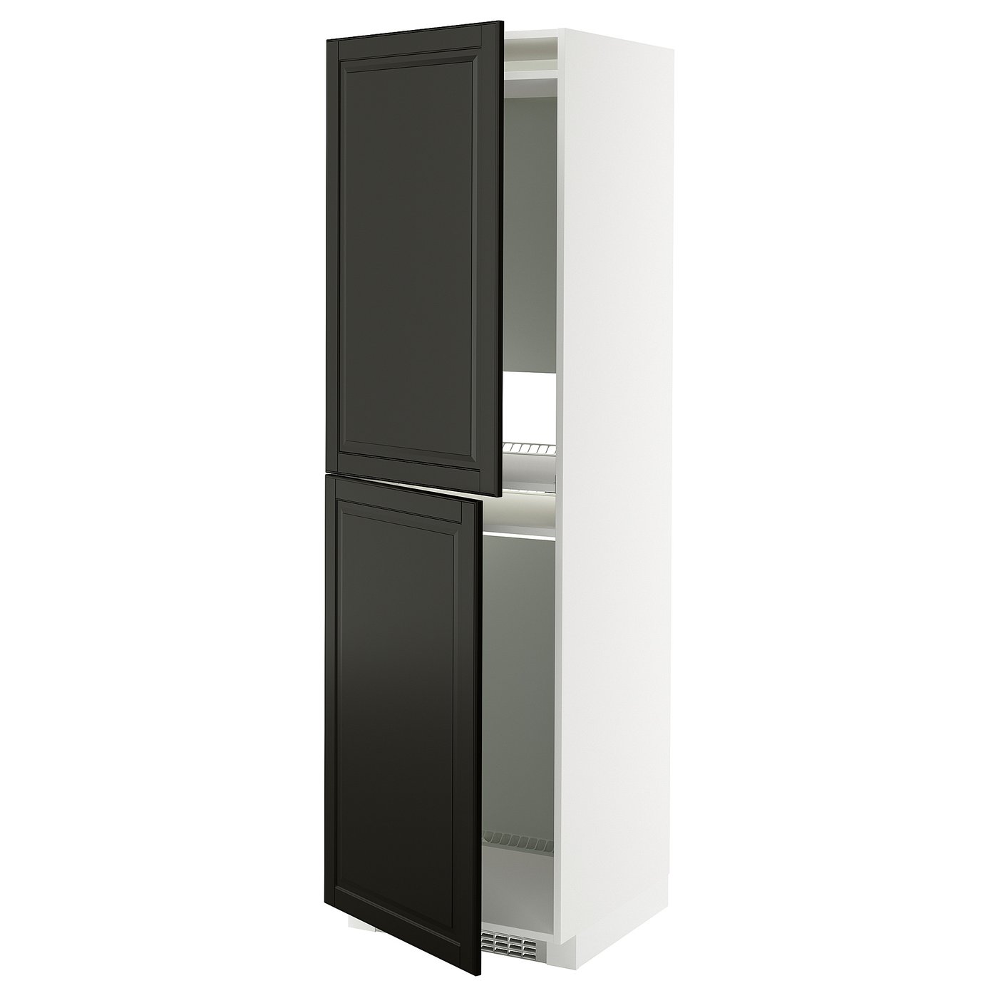 METOD High cabinet for fridge/freezer - white/Bodbyn black 60x60x200 cm