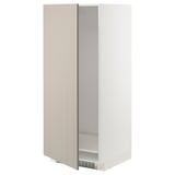 METOD High cabinet for fridge/freezer, white/Stensund beige, 60x60x140 cm