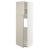 METOD High cabinet for fridge w 2 doors, white/Stensund beige, 60x60x200 cm