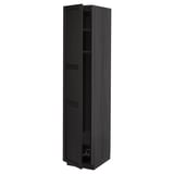 METOD High cabinet w shelves/wire basket, black/Lerhyttan black stained, 40x60x200 cm