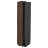 METOD High cabinet w shelves/wire basket, black/Sinarp brown, 40x60x200 cm