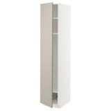 METOD High cabinet w shelves/wire basket, white/Stensund beige, 40x60x200 cm