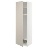 METOD High cabinet w shelves/wire basket, white/Stensund beige, 60x60x200 cm