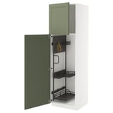 METOD High cabinet with cleaning interior, white/Axstad grey-green, 60x60x200 cm