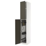 METOD High cabinet with cleaning interior, white/Havstorp brown-beige, 40x60x240 cm