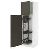 METOD High cabinet with cleaning interior, white/Havstorp brown-beige, 60x60x200 cm