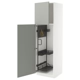 METOD High cabinet with cleaning interior, white/Havstorp light grey, 60x60x200 cm