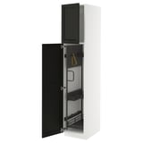 METOD High cabinet with cleaning interior, white/Lerhyttan black stained, 40x60x200 cm