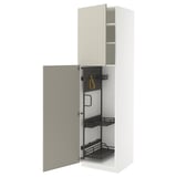 METOD High cabinet with cleaning interior, white/Stensund beige, 60x60x220 cm