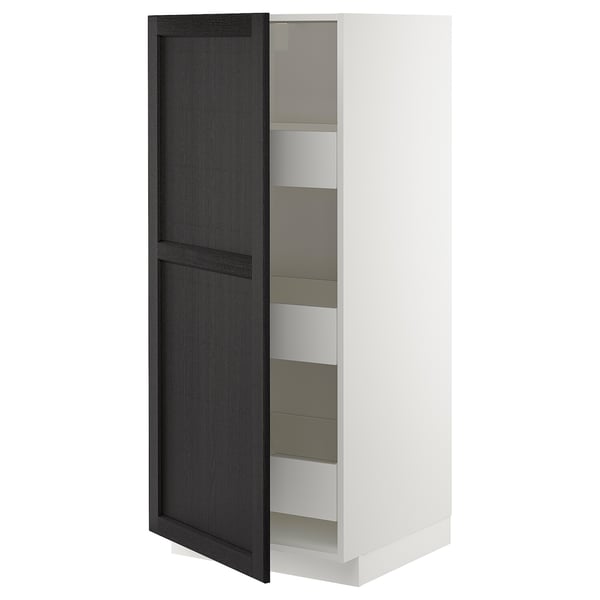 Metod High Cabinet With Drawers White Lerhyttan Black Stained