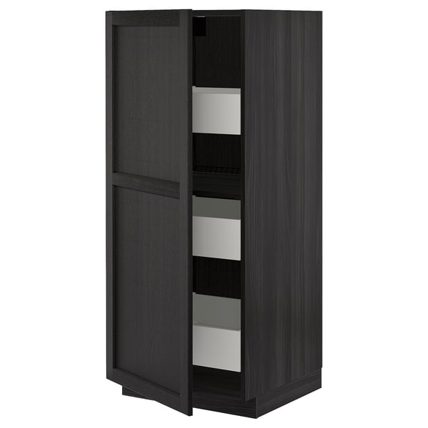 Metod High Cabinet With Drawers Black Lerhyttan Black Stained