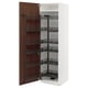METOD High cabinet with pull-out larder, white Enköping/brown walnut effect, 60x60x200 cm