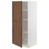 METOD High cabinet with shelves, white Enköping/brown walnut effect, 60x60x140 cm