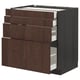 METOD / MAXIMERA Base cab 4 frnts/4 drawers, black/Sinarp brown, 80x60 cm