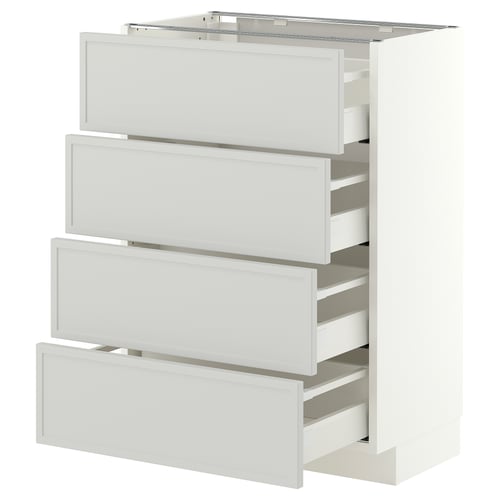 METOD / MAXIMERA Base cab 4 frnts/4 drawers, white/Aspudden light grey, 60x37 cm