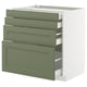 METOD / MAXIMERA Base cab 4 frnts/4 drawers, white/Axstad grey-green, 80x60 cm