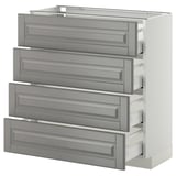 METOD / MAXIMERA Base cab 4 frnts/4 drawers, white/Bodbyn grey, 80x37 cm