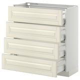METOD / MAXIMERA Base cab 4 frnts/4 drawers, white/Bodbyn off-white, 80x37 cm