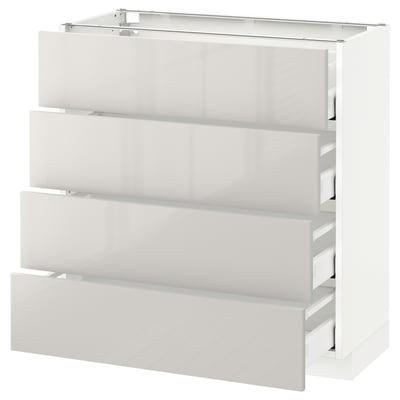 METOD / MAXIMERA Base cab 4 frnts/4 drawers, white/Ringhult light grey, 80x37 cm