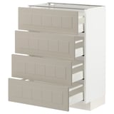 METOD / MAXIMERA Base cab 4 frnts/4 drawers, white/Stensund beige, 60x37 cm