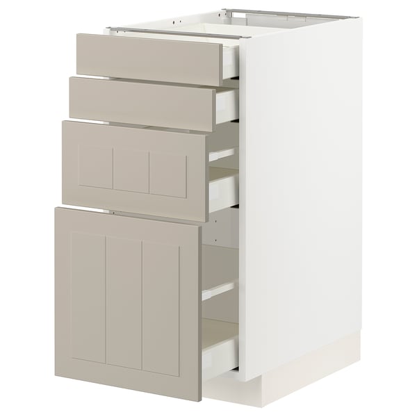 METOD / MAXIMERA Base cab 4 frnts/4 drawers, white/Stensund beige, 40x60 cm