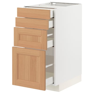 METOD / MAXIMERA Base cab 4 frnts/4 drawers, white/Vedhamn oak, 40x60 cm