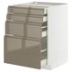 METOD / MAXIMERA Base cab 4 frnts/4 drawers, white/Voxtorp high-gloss dark grey-brown, 60x60 cm