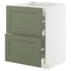 METOD / MAXIMERA Base cab f hob/2 fronts/2 drawers, white/Axstad grey-green, 60x60 cm