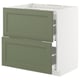 METOD / MAXIMERA Base cab f hob/2 fronts/2 drawers, white/Axstad grey-green, 80x60 cm