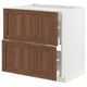 METOD / MAXIMERA Base cab f hob/2 fronts/2 drawers, white Enköping/brown walnut effect, 80x60 cm