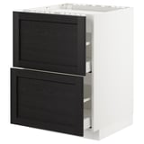 METOD / MAXIMERA Base cab f hob/2 fronts/2 drawers, white/Lerhyttan black stained, 60x60 cm