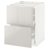 METOD / MAXIMERA Base cab f hob/2 fronts/2 drawers, white/Ringhult light grey, 60x60 cm