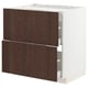 METOD / MAXIMERA Base cab f hob/2 fronts/2 drawers, white/Sinarp brown, 80x60 cm